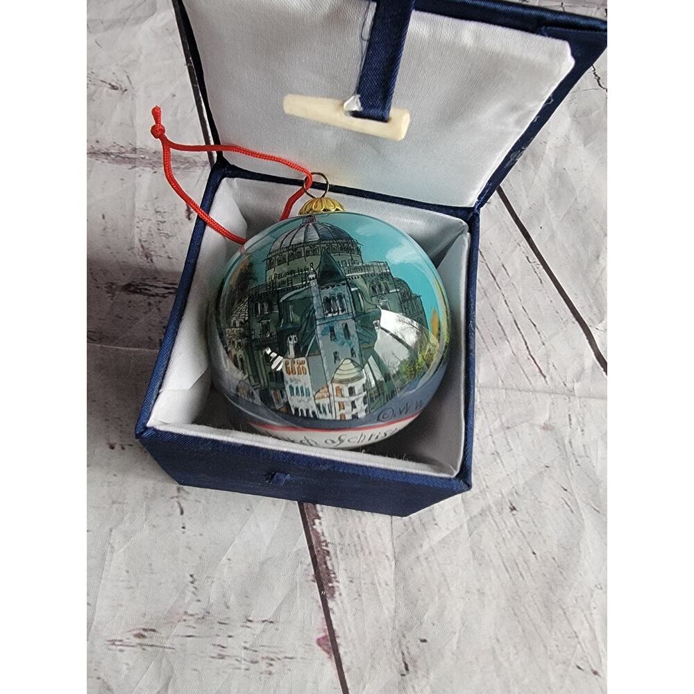 Reverse Hand Painted Christmas Ornament The Mother Church First Church of Christ